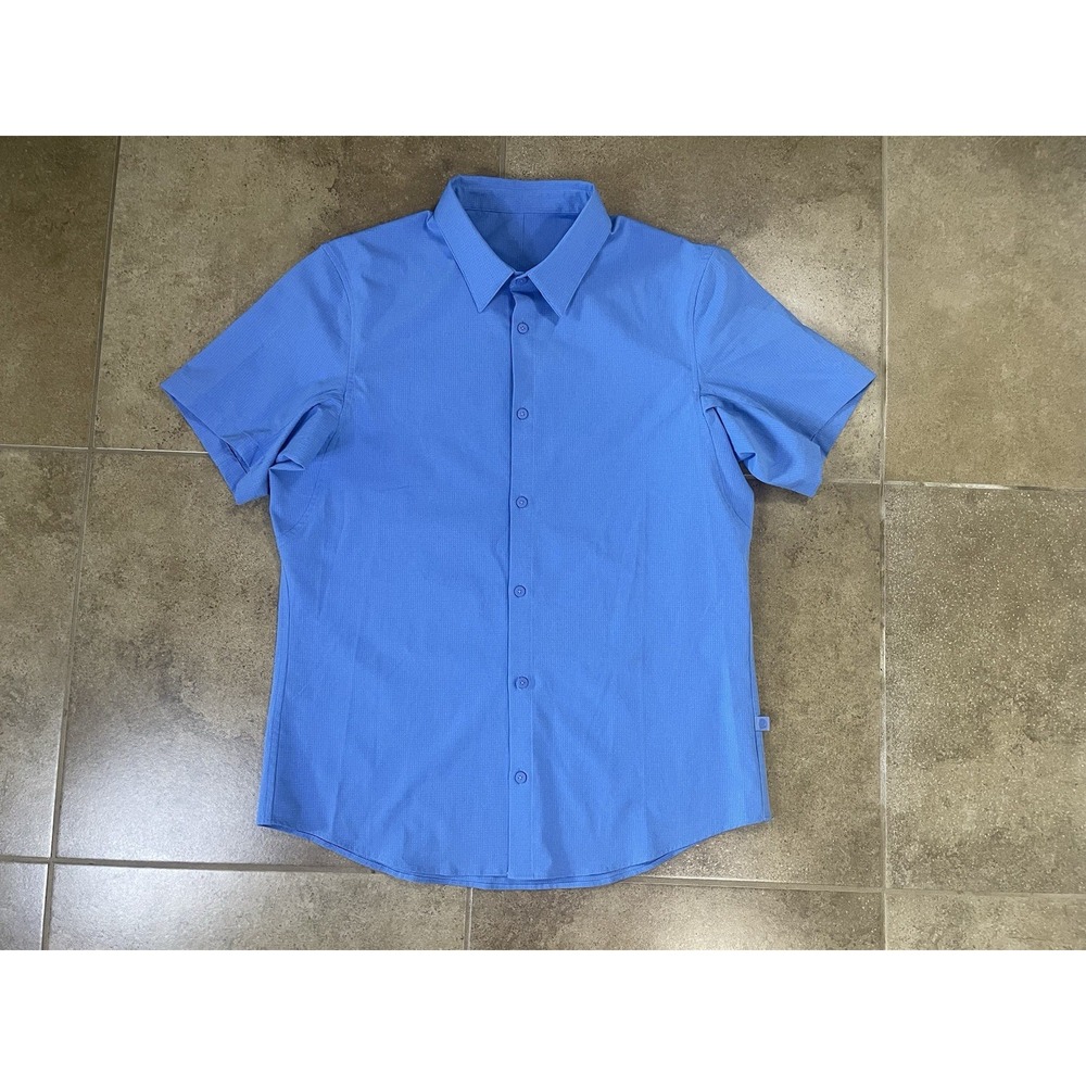 Lululemon Airing Easy Shirt Mens Sz L Large Blue Performance Button Up